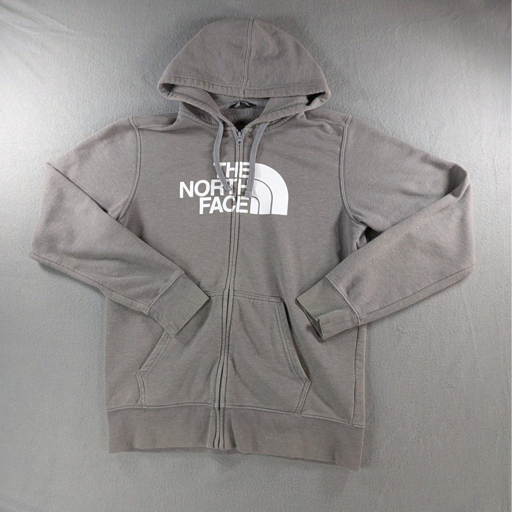 The North‎ Face Mens Half Dome Full Zip Hoodie Size M Gray White Logo